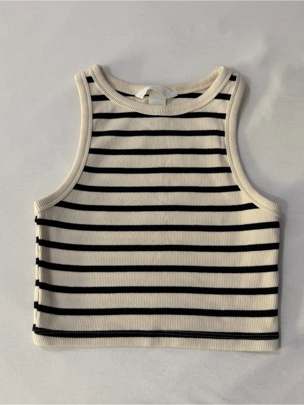 H&M Black & Cream Striped Ribbed Tank Top - Kids